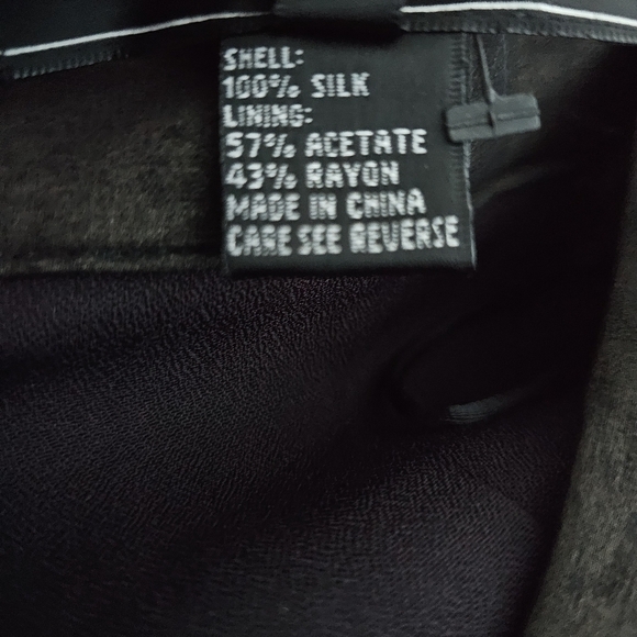 Carmen Marc Valvo Silk High Rise Wide Leg Black Lined Pants - Picture 5 of 5